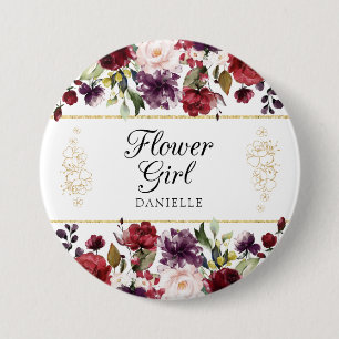 Badge Rond 7,6 Cm Pin décoré d'un monogramme de demoiselle de