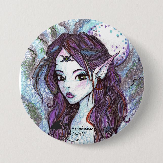Badge Rond 7,6 Cm Pin d'Elf de lune (Devant)