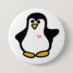 Badge Rond 7,6 Cm Pin rose de pingouin de coeur