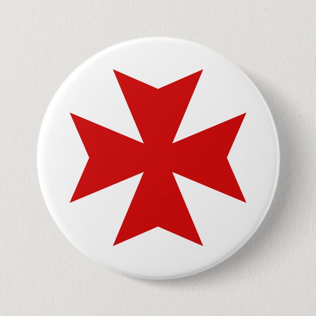 Badge Rond 7,6 Cm pin rouge croix maltaise #1 (Devant)