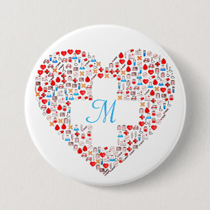 Badge Rond 7,6 Cm Pingle de collage du coeur médical de l'infirmière