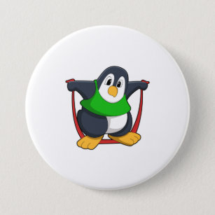 Badge Rond 7,6 Cm Pingouin à l'état de santé avec corde à sauter.PNG