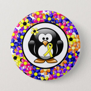 Badge Rond 7,6 Cm Pingouin à ruban de sensibilisation jaune