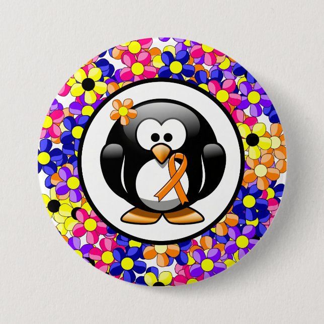 Badge Rond 7,6 Cm Pingouin à ruban pour la sensibilisation à l'orang (Devant)
