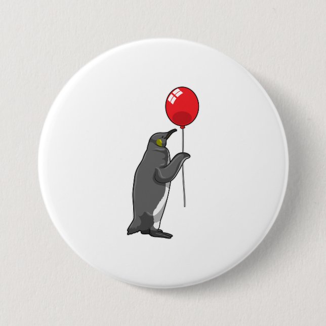 Badge Rond 7,6 Cm Pingouin avec ballon (Devant)