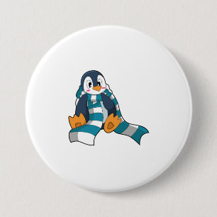 Badge Rond 7,6 Cm Pingouin avec Écharpe