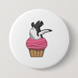 Badge Rond 7,6 Cm Pingouin avec muffin