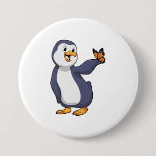 Badge Rond 7,6 Cm Pingouin avec papillon