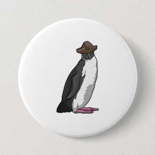 Badge Rond 7,6 Cm Pingouin comme pirate avec Casquette
