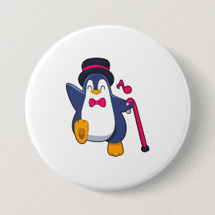 Badge Rond 7,6 Cm Pingouin en Groom avec Cravate