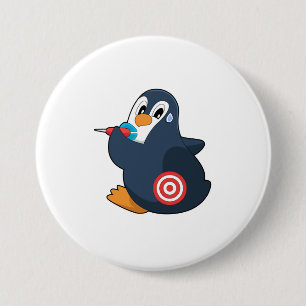 Badge Rond 7,6 Cm Pingouin fléchettes fléchettes