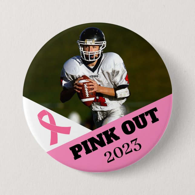Badge Rond 7,6 Cm Pink Out Cancer du sein pin football sensibilisati (Devant)