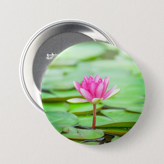 Badge Rond 7,6 Cm Pink Water Lily (Devant & derrière)