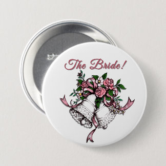 Badge Rond 7,6 Cm Pink Wedding Bells The Bride