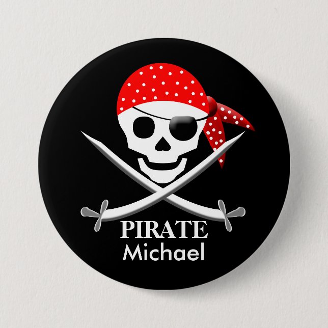 BADGE ROND 7,6 CM PIRATE BUTTONS - PERSONALIZE - COLLECTION (Devant)