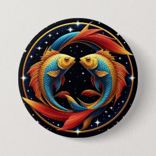 Badge Rond 7,6 Cm Pisces Zodiac Se connecter dans un style artistiqu