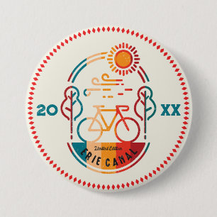 Badge Rond 7,6 Cm Piste cyclable Retro Erie Canal.