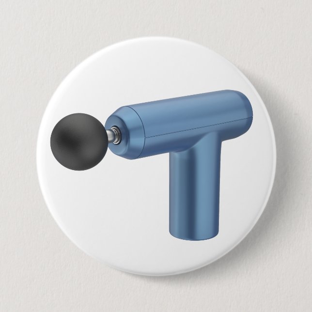 Badge Rond 7,6 Cm Pistolet de massage bleu (Devant)