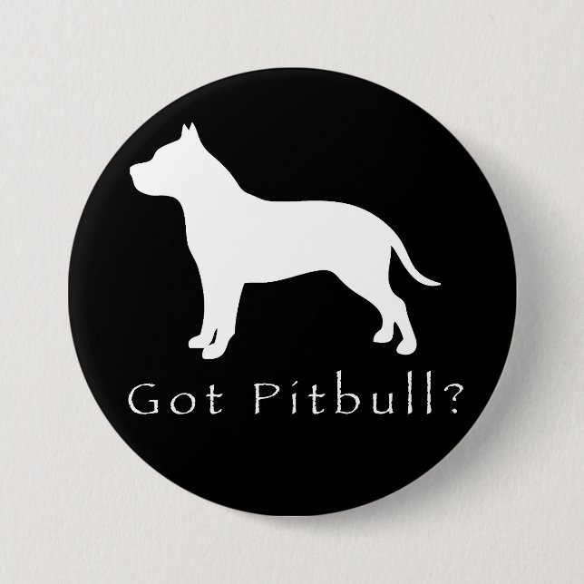 Badge Rond 7,6 Cm Pitbull obtenu Bouton-Noir (Devant)