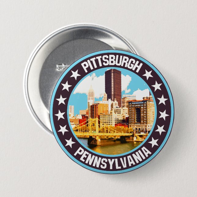 Badge Rond 7,6 Cm Pittsburgh (Devant & derrière)