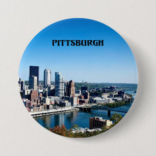 Badge Rond 7,6 Cm Pittsburgh, Pennsylvanie photo d'une ligne aérienn