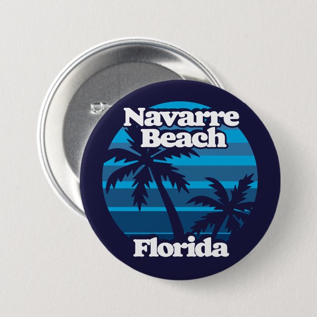 Badge Rond 7,6 Cm Plage de Navarre Floride (Devant & derrière)