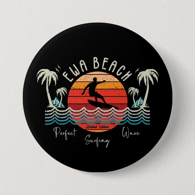 Badge Rond 7,6 Cm Plage Retro Ewa (Devant)