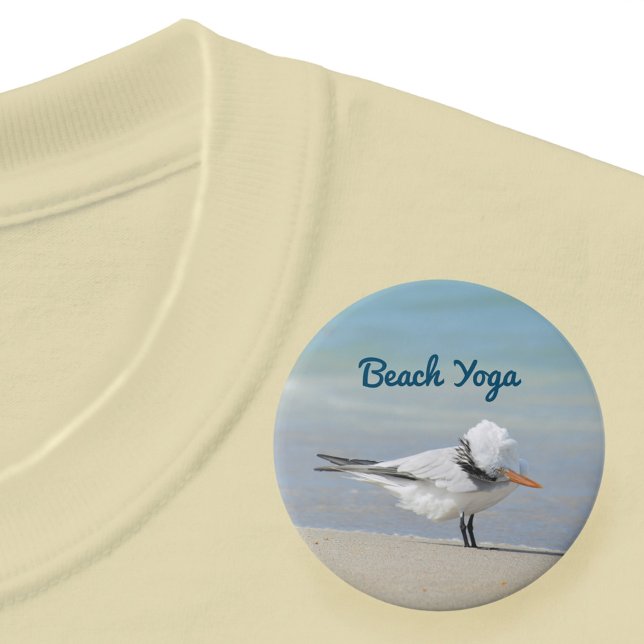 Badge Rond 7,6 Cm Plage Yoga Royal Tern Funny Bird (Créateur téléchargé)