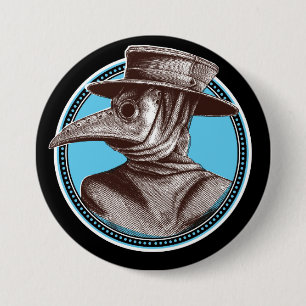Badge Rond 7,6 Cm Plague Doctor Button Blue