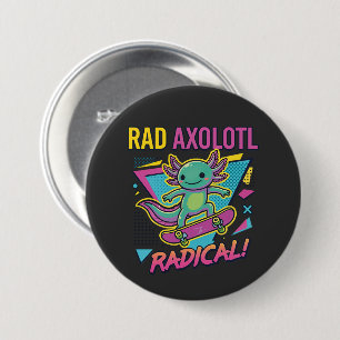 Badge Rond 7,6 Cm Planche à roulettes néon rad Axolotl style vintage