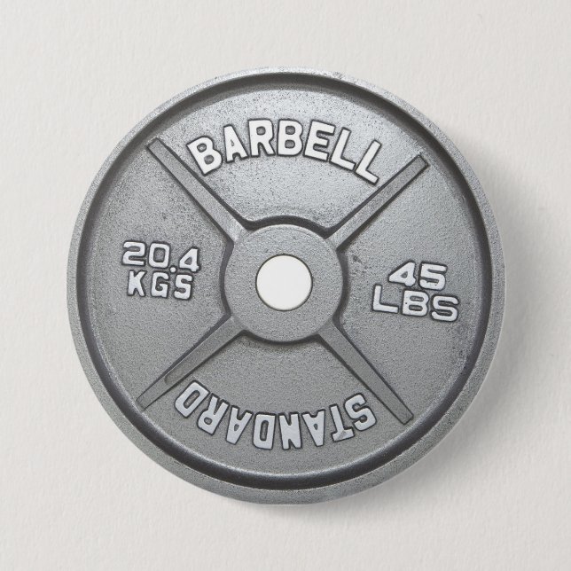 Badge Rond 7,6 Cm Plaque Barbell (Devant)