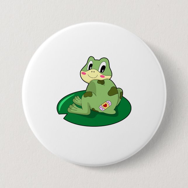 Badge Rond 7,6 Cm Plâtre Coeur Feuille de grenouille (Devant)