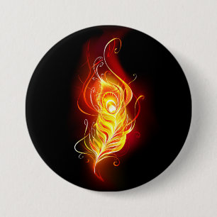 Badge Rond 7,6 Cm Plumes de paquetage de feu