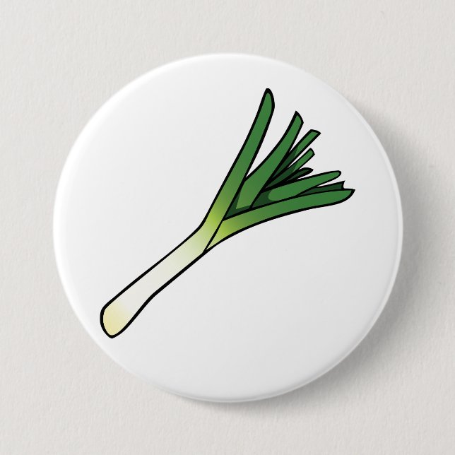 Badge Rond 7,6 Cm Poireau végétal Simple Vert (Devant)