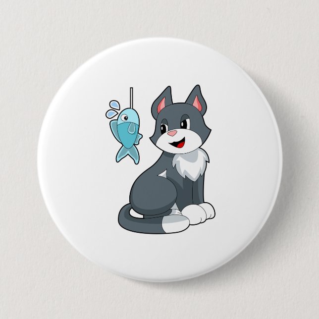 Badge Rond 7,6 Cm Poisson de chat (Devant)