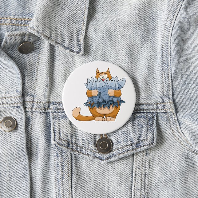 Badge Rond 7,6 Cm Poisson d'élevage de chats (Créateur téléchargé)