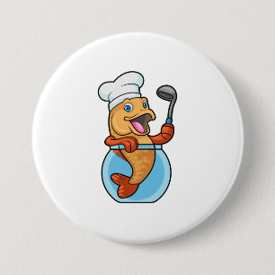 Badge Rond 7,6 Cm Poisson en verre comme cuire avec cuillère à soupe