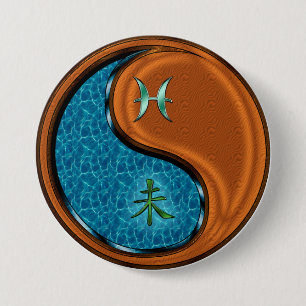 Badge Rond 7,6 Cm Poissons & Chèvre de Bois