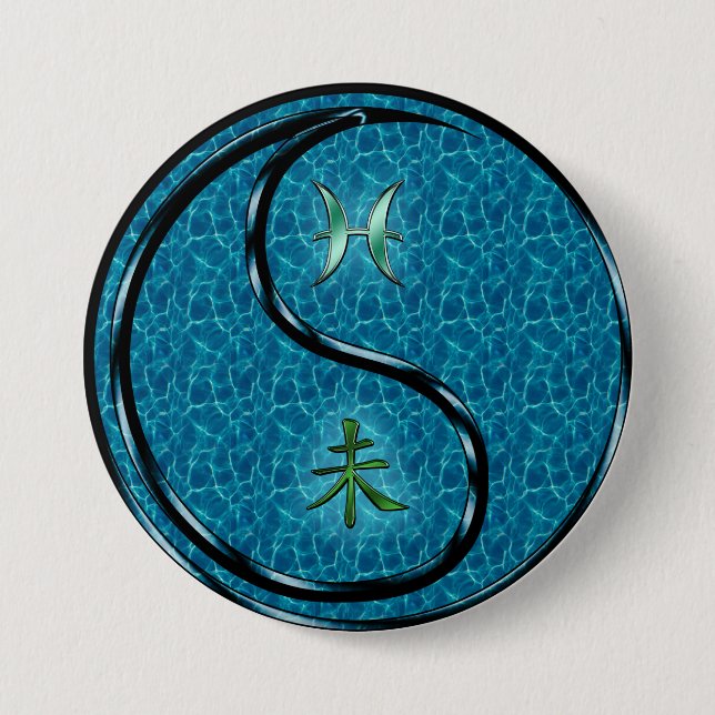 Badge Rond 7,6 Cm Poissons & Chèvre d'eau (Devant)