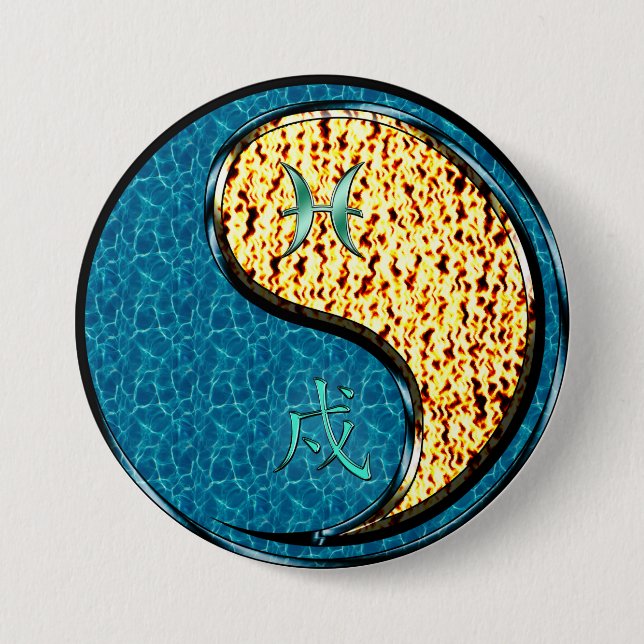Badge Rond 7,6 Cm Poissons & Chien de Feu (Devant)