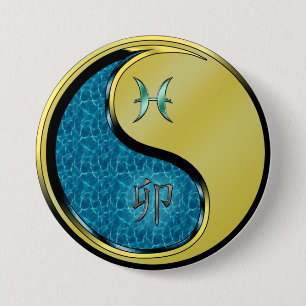 Badge Rond 7,6 Cm Poissons & Lapin Métal