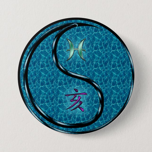Badge Rond 7,6 Cm Poissons & Sanglier d'eau (Devant)