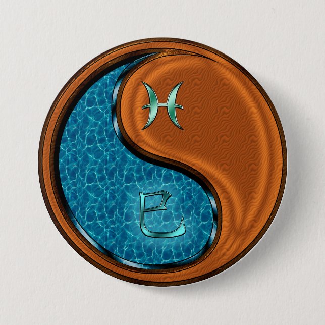 Badge Rond 7,6 Cm Poissons & Serpent de Bois (Devant)