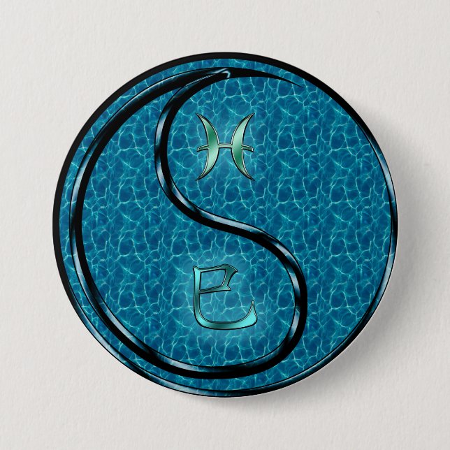 Badge Rond 7,6 Cm Poissons & Serpent d'eau (Devant)