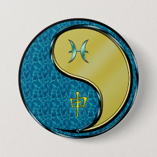 Badge Rond 7,6 Cm Poissons & Singe de métal