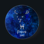 Badge Rond 7,6 Cm Poissons Zodiac Constellation Bleu Galaxie Monogra<br><div class="desc">Poissons Zodiac Constellation Bleu Galaxie Monogramme Design. Avec police de script brossé tendance, couleur arrière - plan céleste bleu foncé, constellation d'étoiles brillantes, et le symbole Two Fish. Symbole astrologique moderne Horoscope de naissance, est parfait pour tous les Anniversaires Aquariens Du 19 février au 20 mars! Avec Monogrammed en option...</div>