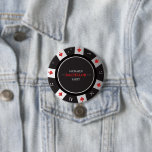 Badge Rond 7,6 Cm Poker Night Bachelor Party Las Vegas Casino<br><div class="desc">Faites de votre Poker Night Bachelor Party encore plus spécial avec ces boutons de Casino Las Vegas personnalisés. Ces boutons présentent un design classique de casino avec des puces de poker, des cartes à jouer et l'emblématique skyline de Las Vegas. Le centre du bouton peut être personnalisé avec le nom...</div>