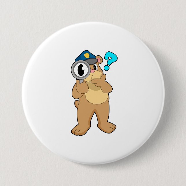 Badge Rond 7,6 Cm Police de l'ours Verre de nivellement (Devant)