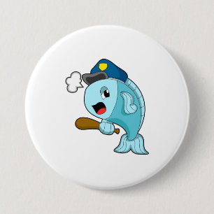 Badge Rond 7,6 Cm Police des poissons casquette de police
