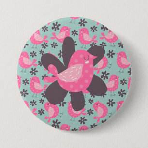 Badge Rond 7,6 Cm Polka Dot Birds and Flowers
